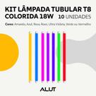 Kit 10 Lâmpadas T8 LED 18W Coloridas Amarela Azul Rosa Roxo UV Verde Vermelha G13 Alut By Avant
