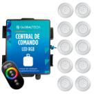 Kit 10 LED Piscina ABS RGB 18W + Central + Controle Touch