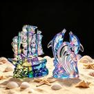 Kit 10 Luminária De Acrílico Abajur Led Multicor 3D Barco Golfinho Decoração De Mesa