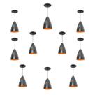 Kit 10 Luminária Pendente Bala Nova Com Interior Laranja Com Fiação 110/220v