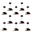 Kit 10 Luminária Pendente Meia Lua 24cm Com Interior Cobre Fiação 110/220v