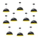 Kit 10 Luminária Pendente Meia Lua 24cm Interior Amarelo Com Fiação 110/220v