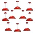 Kit 10 Luminária Pendente Meia Lua 34cm Com Interior Branco Brilho Com Fiação 110/220v