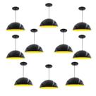 Kit 10 Luminária Pendente Meia Lua 40cm Interior Amarelo Com Fiação 110/220v