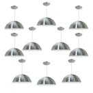 Kit 10 Luminária Pendente Meia Lua 40cm Interior Branco Brilho Fiação 110/220v