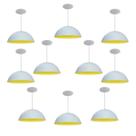 Kit 10 Luminária Pendente Meia Lua 50cm Interior Amarelo Com Fiação 110/220v