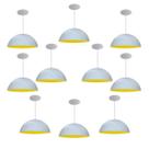 Kit 10 Luminária Pendente Meia Lua 50cm Interior Amarelo Com Fiação 110/220v