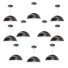 Kit 10 Luminária Pendente Meia Lua 50cm Interior Branco Brilho Com Fiação 110/220v