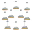 Kit 10 Luminária Pendente Meia Lua 50cm Interior Cobre Com Fiação 110/220v