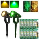 Kit 10 Luminárias Espeto Jardim LED 7W Preto Bivolt IP65 Cor Branco Quente 3000k ou Verde Externo
