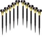 Kit 10 Luminárias Solar Jardim Led Amarela Balizador Automática Prova De Água Sem Fio