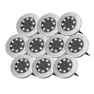 Kit 10 Luminárias Spot Solar Cromado ZON 6000K Automática para Decoração de Jardim em LED