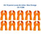 Kit 10 Luvas Látex Laranja Reforçada Forrada Max Orange DA208 Limpeza Multiuso Danny CA 11286