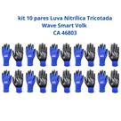 Kit 10 Luvas Proteção Nitrílica Tricotada Wave Smart Volk CA 46803