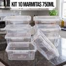 Kit 10 Marmitas Potes 750ml Travas Laterais hermeticas - Livres de BPA Alimentos organiza congelador