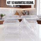 Kit 10 Marmitas Potes 850ml Travas Laterais hermeticas Livres de BPA Alimentos organiza congelador Kit 10 Marmitas Potes 850ml Travas Laterais hermeticas Livres de BPA Alimentos organiza congelador