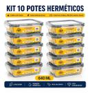 Kit 10 Marmitas Vidro Hermético Fitness Freezer Microondas Cinza-escuro Kit 10 Marmitas Vidro Hermético Fitness Freezer Microondas Cinza-escuro