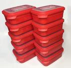 kit 10 Marmitinha 500ml - Freezer Microondas Hermético Cor Vermelho