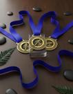 Kit 10 Medalha Para Corrida Premiação 50mm Com Fita Azul