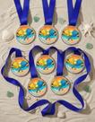 Kit 10 Medalhas Para Beach Tennis Premiação 50mm Esportes Com Fita Azul
