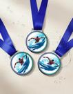 Kit 10 Medalhas Para Natação Honra ao Mérito Campeão 50mm Com Fita Azul