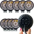 Kit 10 Mini Farol Milha Redondo 9 Leds 12v24v 27w Maozinha