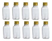 Kit 10 Mini Garrafinhas 10ml C/ Tampas De Metal Dourada