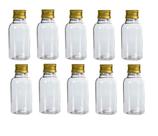 Kit 10 Mini Garrafinhas 10ml C/ Tampas De Metal Dourada