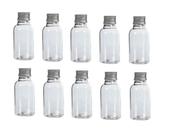 Kit 10 Mini Garrafinhas De Plástico 10ml c/ Tampas de metal Prata