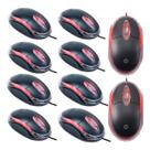 Kit 10 Mouse USB Com Fio LED 1000DPI Exbom Preto Para Computador Notebook