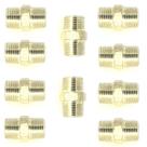 Kit 10 Niple União 1/4 X 1/4 Npt Macho Rosca Cônica Latão