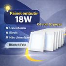 Kit 10 Painel Plafon Led Embutir 18w Quadrado Branco Frio