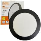 Kit 10 Painel Plafon Preto Redondo Sobrepor 18w Branco Quente 3000k