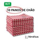 Kit 10 Panos de Chão Xadrez Vermelho Saco Duplo Costurado 70x47cm Trama Fechada Kit 10 Panos de Chão Xadrez Vermelho Saco Duplo Costurado 70x47cm Trama Fechada
