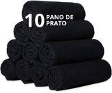 Kit 10 Panos De Prato Felpudo Atoalhado Preto Gourmet Cozinha Com Bainha Grosso 100% Algodão