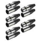 Kit 10 Par Plug XLR Macho + Fêmea Metal Profissional 3 Vias Roxtone