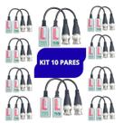 KIT 10 Pares de Conector Video Balun Para Cameras Hd Cvi Tvi Conversor UTP HD