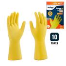 Kit 10 Pares de Luvas de Látex Amarelo M para Segurança em Agentes Químicos