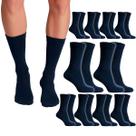 Kit 10 Pares Meias Social Masculina Confortável Cano Longo Cor:Todas Azul Marinho