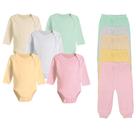 Kit 10 Pçs Bebê Body Longo Estampado ou Liso e Mijão Algodão Kit 10 Pçs Bebê Body Longo Estampado ou Liso e Mijão Algodão