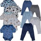 Kit 10 Pçs Body Manga Longa E Mijão Pé Reversível Menino