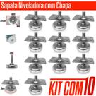 Kit 10 Pçs Pé Nivelador Para Móveis Com Placa Reg. Altura 2 a 4cm