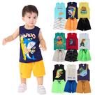 Kit 10 Peças de Conjunto Regata para bebê menino Kit 5 de Conjunto bebê Regata Infantil para Menino verão