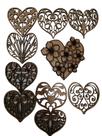 kit 10 peças de decoração coração vazado em mdf 3 mm