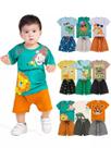 Kit 10 Peças de Roupas para bebê Menino 5 Camisetas 5 Bermudas Kit com 5 Conjuntos Infantil Verão para Menino Bebê dias quentes Kit 10 Peças de Roupas para bebê Menino 5 Camisetas 5 Bermudas Kit com 5 Conjuntos Infantil Verão para Menino Bebê dias quentes