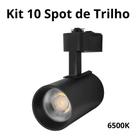 Kit 10 Peças de Spot de Trilho 10W Preto Cor 6500K