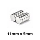 Kit 10 Peças Imã Neodímio Disco Magnético N35 11 x 5 mm Super Forte Potente Redondo