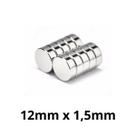 Kit 10 Peças Imã Neodímio Disco Magnético N35 12 x 1,5 mm Super Forte Potente Redondo