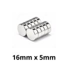 Kit 10 Peças Imã Neodímio Disco Magnético N35 16 x 5 mm Super Forte Potente Redondo