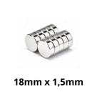 Kit 10 Peças Imã Neodímio Disco Magnético N35 18 x 1,5 mm Super Forte Potente Redondo